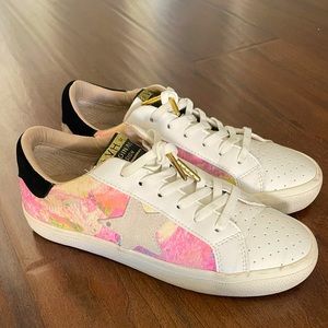 Rory Tie Dye Leather Calf Hair Sneakers 5.5 White
